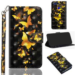 Golden Butterfly 3D Painted Leather Wallet Case for Huawei Honor View 20 / V20
