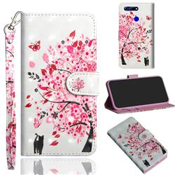 Tree and Cat 3D Painted Leather Wallet Case for Huawei Honor View 20 / V20