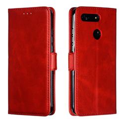 Retro Classic Calf Pattern Leather Wallet Phone Case for Huawei Honor View 20 / V20 - Red