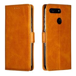 Retro Classic Calf Pattern Leather Wallet Phone Case for Huawei Honor View 20 / V20 - Yellow
