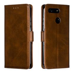 Retro Classic Calf Pattern Leather Wallet Phone Case for Huawei Honor View 20 / V20 - Brown
