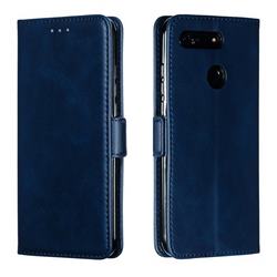 Retro Classic Calf Pattern Leather Wallet Phone Case for Huawei Honor View 20 / V20 - Blue