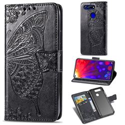 Embossing Mandala Flower Butterfly Leather Wallet Case for Huawei Honor View 20 / V20 - Black