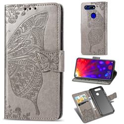 Embossing Mandala Flower Butterfly Leather Wallet Case for Huawei Honor View 20 / V20 - Gray