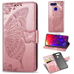 Embossing Mandala Flower Butterfly Leather Wallet Case for Huawei Honor View 20 / V20 - Rose Gold