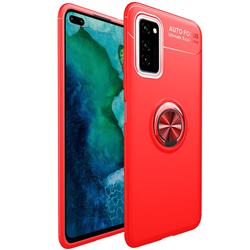 Auto Focus Invisible Ring Holder Soft Phone Case for Huawei Honor View 30 / V30 - Red