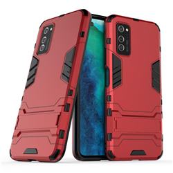 Armor Premium Tactical Grip Kickstand Shockproof Dual Layer Rugged Hard Cover for Huawei Honor View 30 / V30 - Wine Red