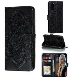 Intricate Embossing Datura Solar Leather Wallet Case for Huawei Honor View 30 / V30 - Black