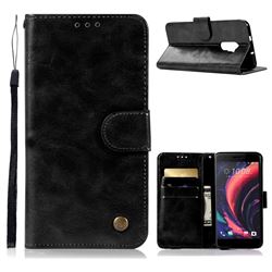 Luxury Retro Leather Wallet Case for HTC One X10 X 10 - Black