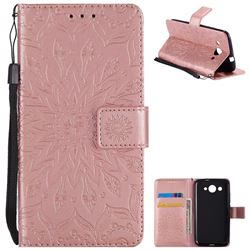Embossing Sunflower Leather Wallet Case for Huawei Y3 (2017) - Rose Gold
