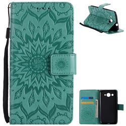 Embossing Sunflower Leather Wallet Case for Huawei Y3 (2017) - Green