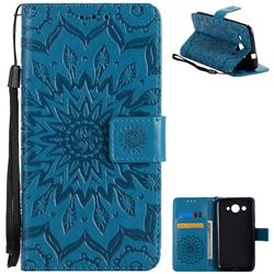 Embossing Sunflower Leather Wallet Case for Huawei Y3 (2017) - Blue