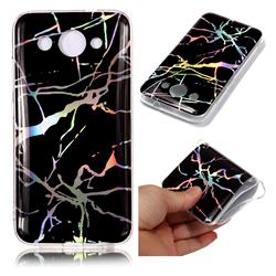 Plating Black Marble Pattern Bright Color Laser Soft TPU Case for Huawei Y3 (2018)