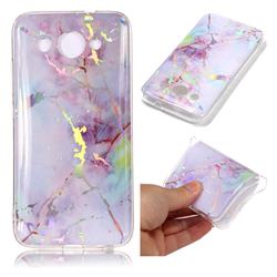 Pink Purple Marble Pattern Bright Color Laser Soft TPU Case for Huawei Y3 (2018)