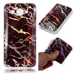 Black Brown Marble Pattern Bright Color Laser Soft TPU Case for Huawei Y3 (2018)