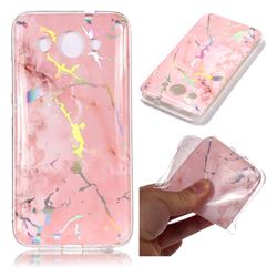 Powder Pink Marble Pattern Bright Color Laser Soft TPU Case for Huawei Y3 (2018)