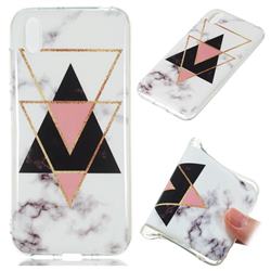 Inverted Triangle Black Soft TPU Marble Pattern Phone Case for Huawei Y5 (2019)