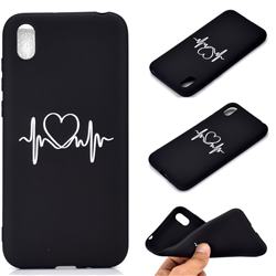Heart Radio Wave Chalk Drawing Matte Black TPU Phone Cover for Huawei Y5 (2019)