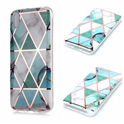 Green White Galvanized Rose Gold Marble Phone Back Cover for Huawei Y5 (2019)
