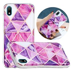 Purple Dream Triangle Painted Marble Electroplating Protective Case for Huawei Y5 (2019)