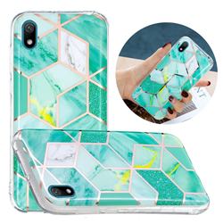 Green Glitter Painted Marble Electroplating Protective Case for Huawei Y5 (2019)