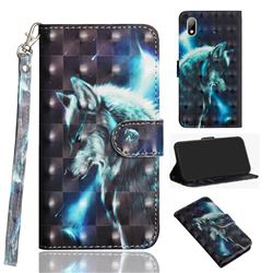 Snow Wolf 3D Painted Leather Wallet Case for Huawei Y5 (2019)