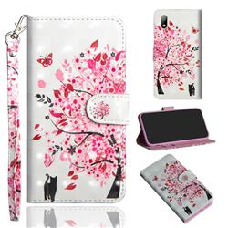 Tree and Cat 3D Painted Leather Wallet Case for Huawei Y5 (2019)