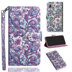 Swirl Flower 3D Painted Leather Wallet Case for Huawei Y5 (2019)