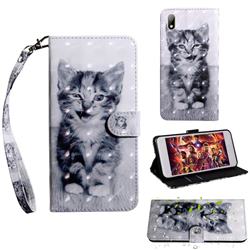 Smiley Cat 3D Painted Leather Wallet Case for Huawei Y5 (2019)