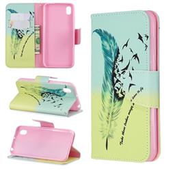 Feather Bird Leather Wallet Case for Huawei Y5 (2019)