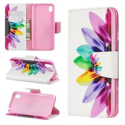 Seven-color Flowers Leather Wallet Case for Huawei Y5 (2019)
