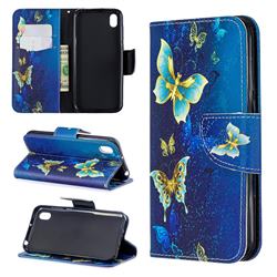 Golden Butterflies Leather Wallet Case for Huawei Y5 (2019)
