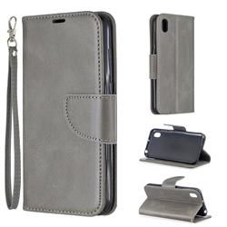 Classic Sheepskin PU Leather Phone Wallet Case for Huawei Y5 (2019) - Gray