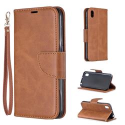 Classic Sheepskin PU Leather Phone Wallet Case for Huawei Y5 (2019) - Brown