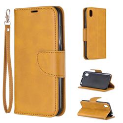 Classic Sheepskin PU Leather Phone Wallet Case for Huawei Y5 (2019) - Yellow