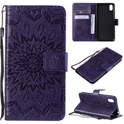 Embossing Sunflower Leather Wallet Case for Huawei Y5 (2019) - Purple