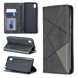 Prismatic Slim Magnetic Sucking Stitching Wallet Flip Cover for Huawei Y5 (2019) - Black