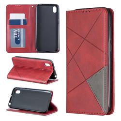 Prismatic Slim Magnetic Sucking Stitching Wallet Flip Cover for Huawei Y5 (2019) - Red
