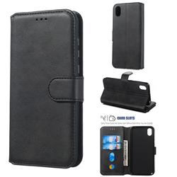 Retro Calf Matte Leather Wallet Phone Case for Huawei Y5 (2019) - Black