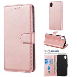 Retro Calf Matte Leather Wallet Phone Case for Huawei Y5 (2019) - Pink