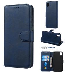 Retro Calf Matte Leather Wallet Phone Case for Huawei Y5 (2019) - Blue
