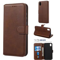 Retro Calf Matte Leather Wallet Phone Case for Huawei Y5 (2019) - Brown