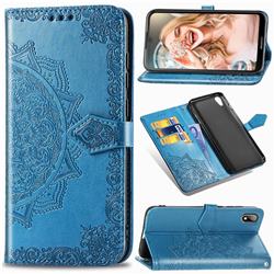 Embossing Imprint Mandala Flower Leather Wallet Case for Huawei Y5 (2019) - Blue