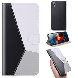 Tricolour Stitching Wallet Flip Cover for Huawei Y5 (2019) - Black