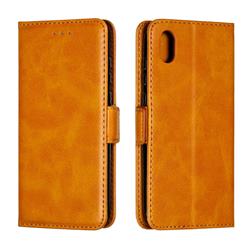 Retro Classic Calf Pattern Leather Wallet Phone Case for Huawei Y5 (2019) - Yellow
