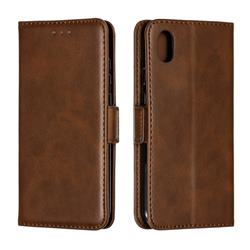 Retro Classic Calf Pattern Leather Wallet Phone Case for Huawei Y5 (2019) - Brown
