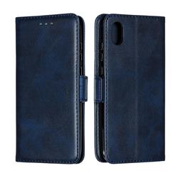 Retro Classic Calf Pattern Leather Wallet Phone Case for Huawei Y5 (2019) - Blue