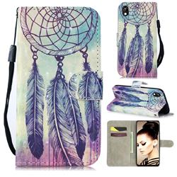 Feather Wind Chimes 3D Painted Leather Wallet Phone Case for Huawei Y5 (2019)