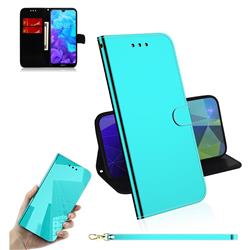 Shining Mirror Like Surface Leather Wallet Case for Huawei Y5 (2019) - Mint Green