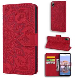 Retro Embossing Mandala Flower Leather Wallet Case for Huawei Y5 (2019) - Red
